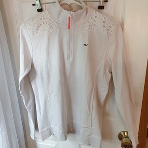 Vineyard Vines White Quarter Zip Shep Shirt